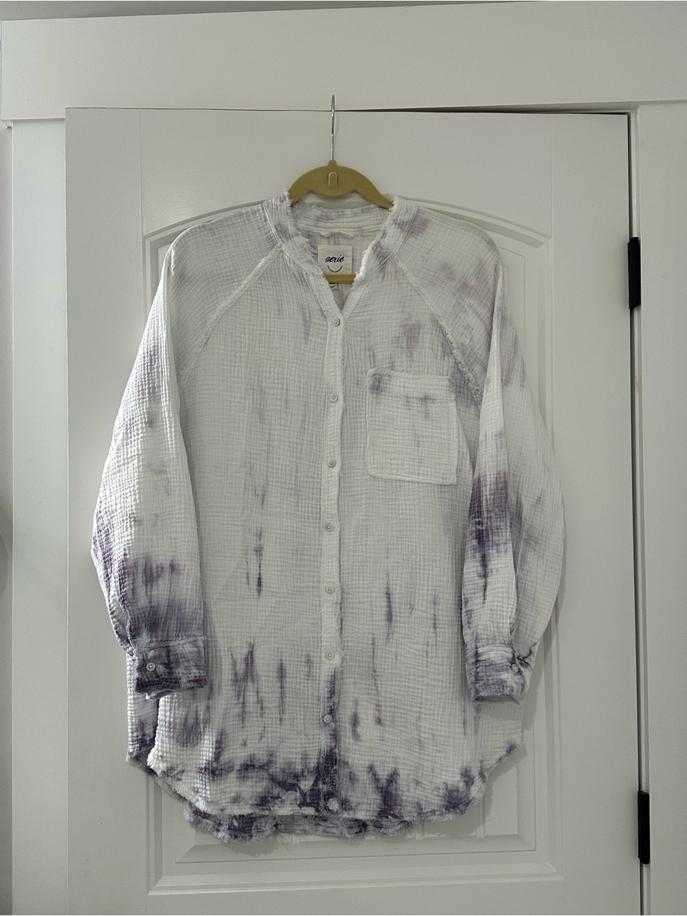 Aerie Pool To Party Gauzy Beach Picnic Tie Dye Button Up Coverup Shirt M